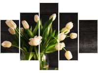 OBRAZ BUKIET JASNYCH TULIPANÓW KWIATY