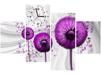 120CM 80CM ZEGAR 4 ELEM FIOLETOWE DMUCHAWCE 3 OBRAZ ŚCIENNY