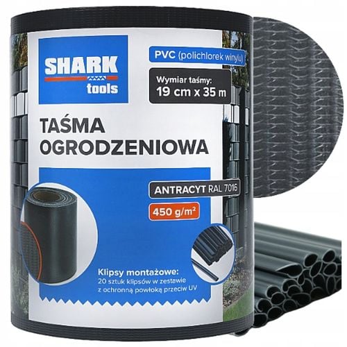TAŚMA OGRODZENIOWA ANTRACYT GRAFIT 19 cm x 35 m OSŁONA NA PŁOT na Arena.pl