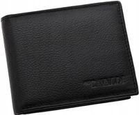 Mały Skórzany Portfel Męski Rozkładany Poziomy Miękka Skóra RFID Czarny