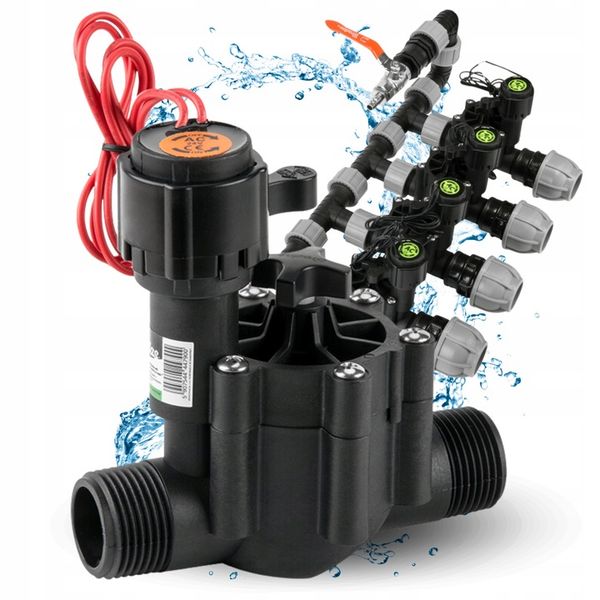 ELEKTROZAWÓR Z REGULACJĄ PRZEPŁYWU DO NAWADNIANIA OGRODU 2x GZ 1 CAL BRADAS zdjęcie 2