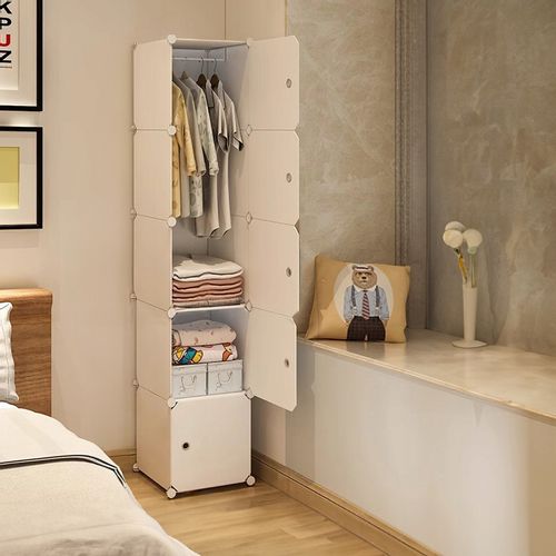 SZAFA MODUŁOWA 5 PÓŁEK REGAŁ SZAFKA SŁUPEK GARDEROBA UBRANIOWA BIAŁA na Arena.pl