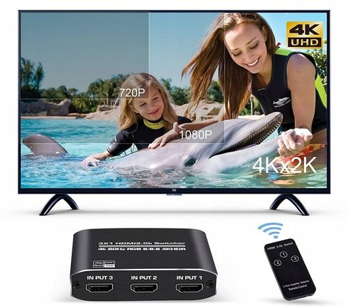 SWITCH HDMI 2.0 3x1 PRZEŁĄCZNIK ROZDZIELACZ ULTRA HD HDCP 2.2 HDR10 4K/60HZ na Arena.pl