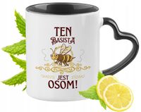 Dla Basisty Kubek Czarny Z Uszkiem W Kształcie Serca Na Prezent Z Nadrukiem