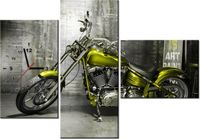 100CM 70CM ZEGAR 3 ELEM OLIWKOWY MOTOCYKL ŚCIENNY OBRAZ