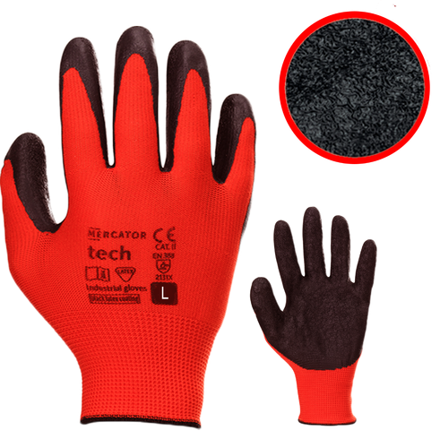 rękawice robocze mercator tech red+black latex - l - 120 par na Arena.pl