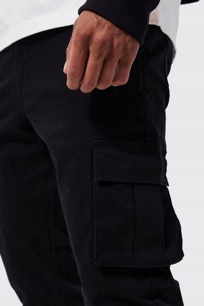 1F1A14 A02 BOOHOOMAN CZARNE RURKI CARGO SKINNY 32 zdjęcie 4