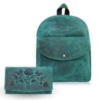 portfel damski skórzany t-01-gr plecaczek damski miejski zielony vintage