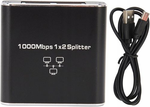 SPLITTER LAN 1x2 ADAPTER ROZDZIELACZ SWITCH 2xRJ45 ETHERNET 1000Mb GIGABIT na Arena.pl
