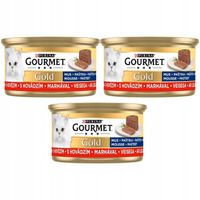 Gourmet Gold Karma dla kotów mus z wołowiną 85 g x 3 sztuk