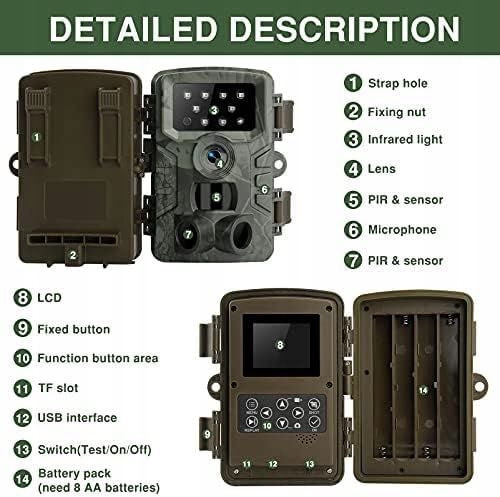 kamera myśliwska 1080P 20MP z czujnikiem ruchu podczerwieni Night Vision zdjęcie 2