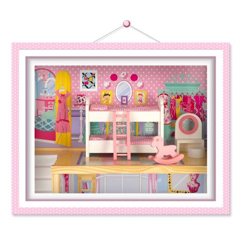 Drewniany domek dla lalek duży 3-piętrowy z windą i lampką LED na Arena.pl