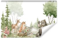Fototapeta Dziecięca ZWIERZĘTA Leśne Akwarele Natura Bajka 135cm x 90cm