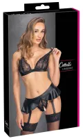 cottelli lingerie komplet koronkowy z pasem do pończoch s czarny