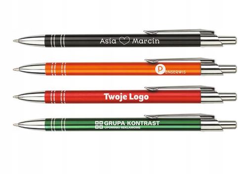 Długopis metalowy reklamowy BOND z logo tekstem 50szt długopisy nadruk na Arena.pl