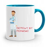 Kubek Błękitny Dla Doktora Gotowy By Pomagać Z Nadrukiem Ze Zdjęciem