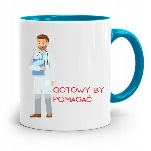 Kubek Błękitny Dla Doktora Gotowy By Pomagać Z Nadrukiem Ze Zdjęciem na Arena.pl