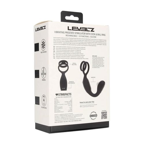 Vibrating Silicone Prostate Stimulator With Cock And Ball Ring - Black na Arena.pl