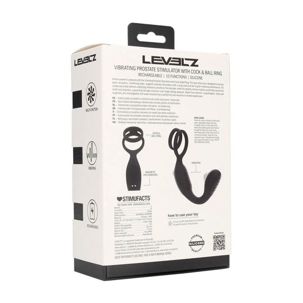 Vibrating Silicone Prostate Stimulator With Cock And Ball Ring - Black zdjęcie 3