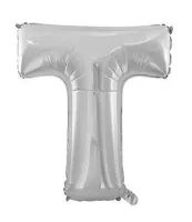 Balon Foliowy w Kształcie Litery T 40cm Srebrny na Różne Okazje