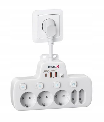 Rozdzielacz Listwa Wielofunkcyjna 5xAC 3xUSB PD20W QC18 4000W Ineox LZW-5UW na Arena.pl