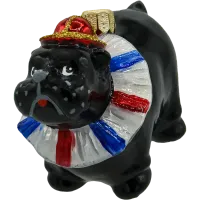 Bombka choinkowa szklana: Cyrkowy Buldog: czarny