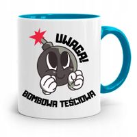 Kubek Błękitny Teściowej Uwaga! Wybuchowa Teściowa Z Nadrukiem Ze Zdjęciem