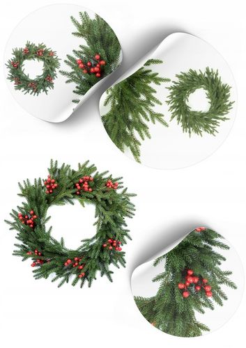 Wianek Świąteczny Świerk NATURA z JARZĘBINĄ 3D 100%PE 60 cm KOMINEK drzwi na Arena.pl