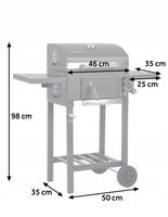 GRILL WĘGLOWY OGRODOWY ŻELIWNY RUSZT Z POKRYWĄ POPIELNIK + TERMOMETR