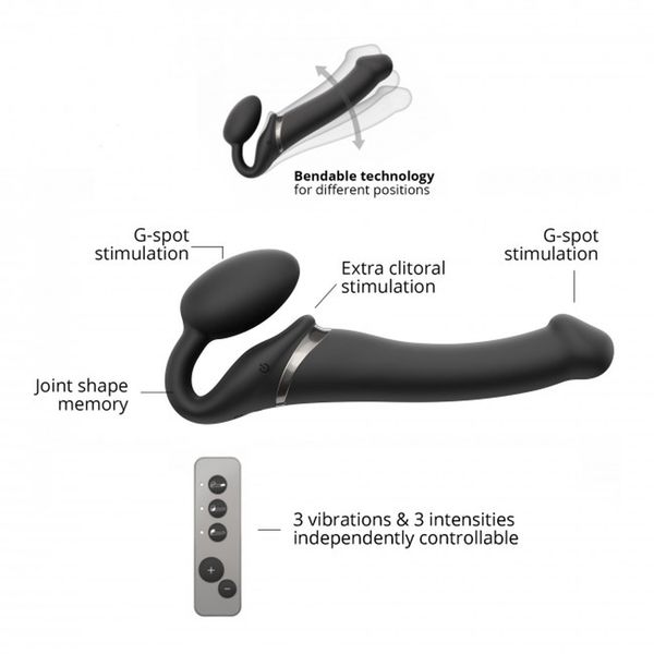 VIBRATING STRAP-ON - M - BLACK zdjęcie 5