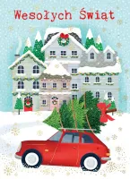 Karnet Świąteczny B6, Auto Z Choinką