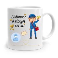 Kubek Prezent Dla Listonosza O Złotym Sercu Z Nadrukiem Ze Zdjęciem