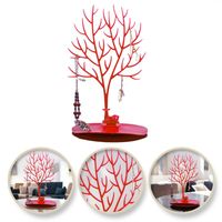 ekspozytor na biżuterię duży- naszyjnik, pierścionki czerwone drzewo e32cze