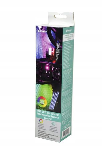 Taśma LED RGB oświetlenie wnętrza auta Listwy 22cm na Arena.pl