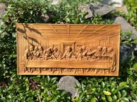 Obraz drewniany do powieszenia Płaskorzeźba Ostatnia Wieczerza 40 cm