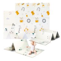 Dwustronna edukacyjna piankowa mata dziecięca XXL 180x200 cm - zwierzątka