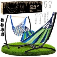 Stelaż na hamak czarny 2w1 + hamak + krzesło brazylijskie