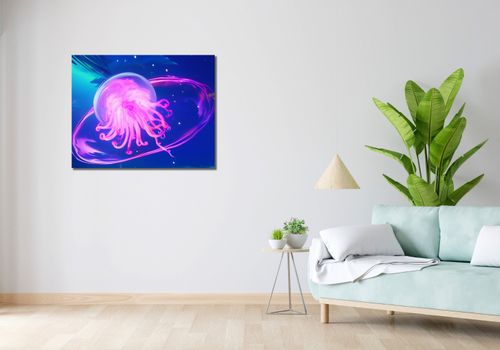 Obraz 90x70cm Neonowa Meduza na Arena.pl