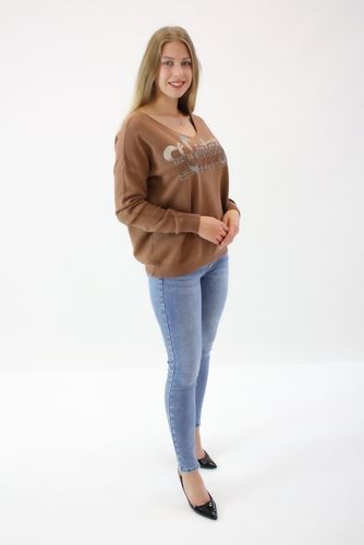 Sweter z brokatową aplikacją Vini Brązowy S/M na Arena.pl