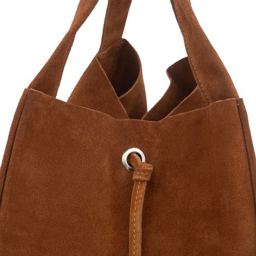 VERA PELLE torebka damska zamszowa shopper z saszetką na ramię V683 camel na Arena.pl