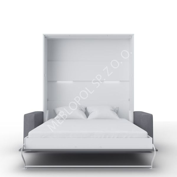 Półkotapczan MEBLOPOL 160V pionowy z sofą b./szary połysk z LED zdjęcie 2