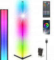 Lampa podłogowa czarna zintegrowane źródło LED 150 cm efekt tęczy