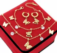 KOMPLET ZŁOTY 3 cz MOTYLKI STAL CHIRURGICZNA