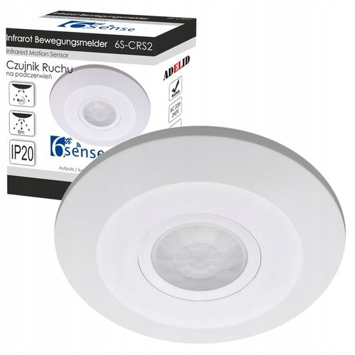 CZUJNIK RUCHU SUFITOWY ULTRA PŁASKI LED PIR CZUJKA ZMIERZCHU 360° na Arena.pl