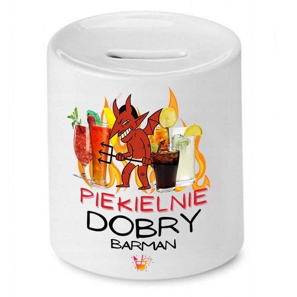 Skarbonka Dla Barmana Piekielnie Dobry Barman Z Nadrukiem Ze Zdjęciem zdjęcie 1