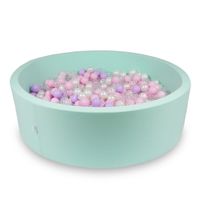 Suchy basen 130x40cm miętowy z piłeczkami 700szt (jasnoróżowe, perłowe, przezroczyste, wrzosowe)