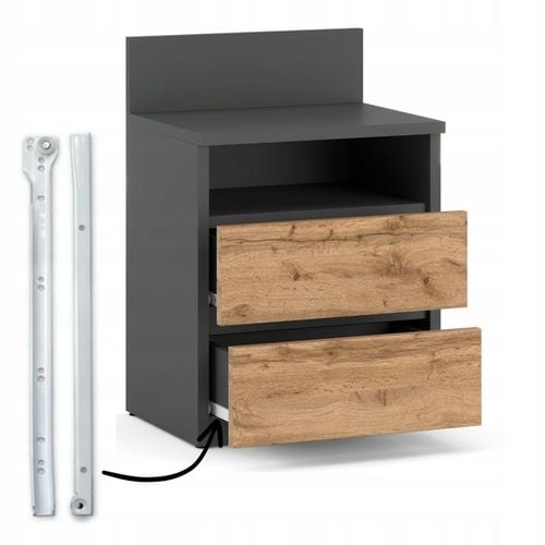 Szafka Nocna Stolik Nocny 40CM Szary Dąb Wotan 2 Szuflady Półka Do na Arena.pl