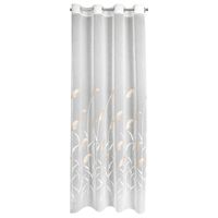 Firana na przelotkach zdobiona haftem ABBIE 140X250 kremowa + beżowa