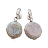 Kolczyki - fioletowe, okrągłe Perły Keshi w srebrze