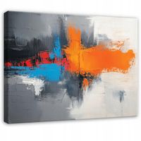 OBRAZ ABSTRAKCJA SZARY KOLOROWY DO SYPIALNI SALONU NA PŁÓTNIE 120x80